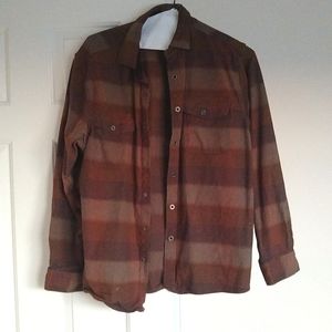 L Men's Heavy Flannel Long Sleeve Button Down Shirt